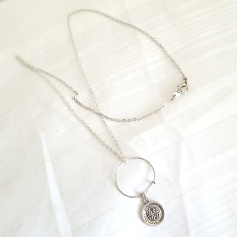 Silver Alex Ani 2016 Charm Bracelet Necklace Strength Knowledge Motivativation